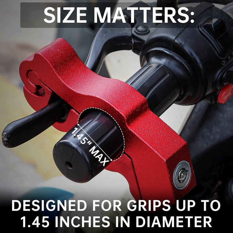 Windance 2Pack Heavy Duty Motorcycle Anti Theft Handlebar Throttle Security Lock Front Brake Lever Lock on Dirt Bike Moped Scooter ATV (Red) - Image 5